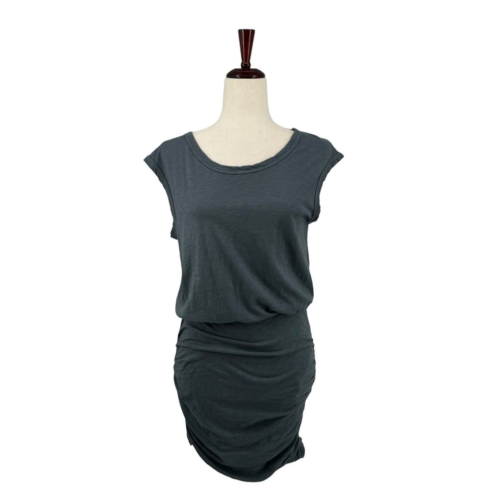 Velvet Graham and Spencer Vintage‎ Slub Ruched Side Mini Dress M Cap Sleeve